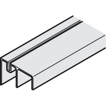 Double guide track, for roller runners, bottom, for screw fixing