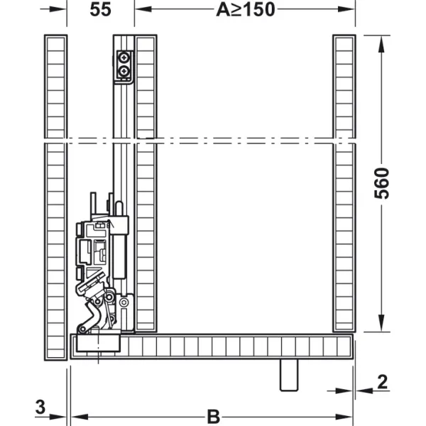 SDS Slido F-Park72 30A medinėms 1 durims H1200-1400mm, P560mm,