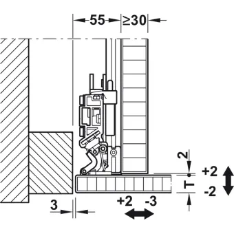 Sliding door fitting, Slido F-Park72 50A, Infront/Vorfront
