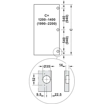 Sliding door fitting, Slido F-Park72 50A, Infront/Vorfront