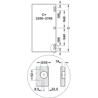SDS Slido F-Park72 30A medinėms 1 durims H1990-2200mm, P665mm,