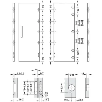 SDS Slido F-Park72 60B medinėms 2 durims H1990-2200mm, P805mm,