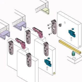 Sliding door system 1010, for one wooden door, 20kg