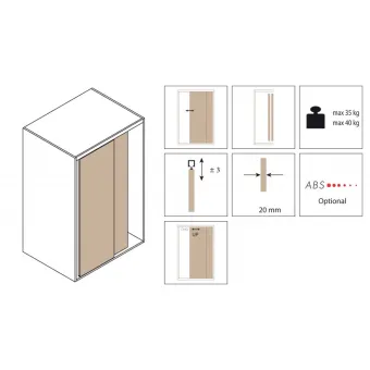 Sliding door system 1010, for one wooden door, 40kg