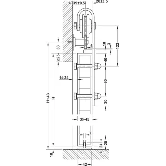 SDS SLIDO Design 100-S P1001-1250mm, L2500mm, juoda