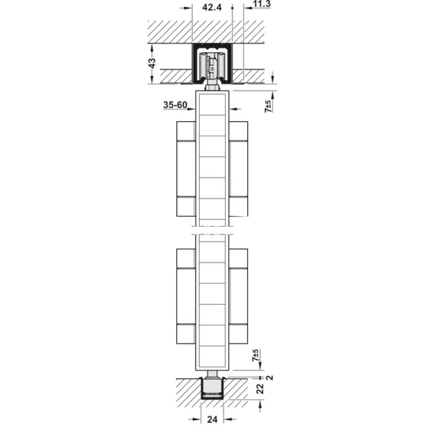 SDS Slido W-Fold32 100-T KPL be apatinio bėgelio sien.
