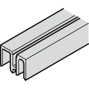 Double guide track, Aluminium, silver coloured anodized