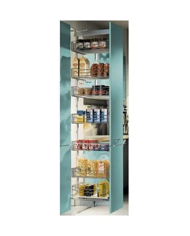 Larder unit pull-out, steel, installation behind fronts, baskets