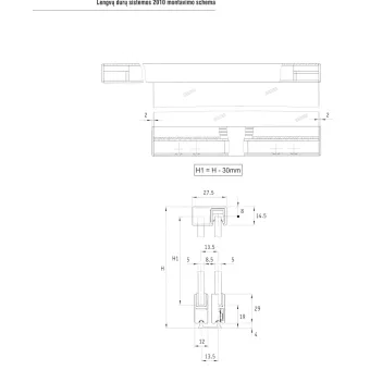 Bottom profile 2010 aluminum L2000mm