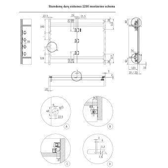 Profilis apatinis U aliuminis anoduotas L3000mm,
