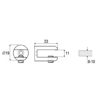 Shelf support 8-10mm chrome