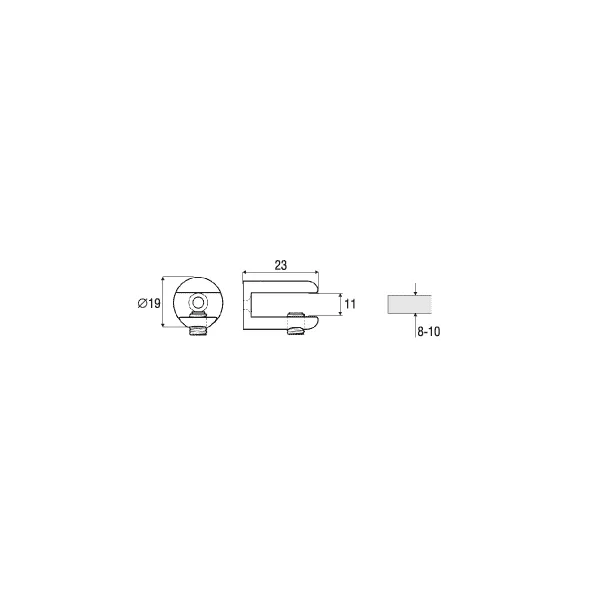 Shelf support 8-10mm chrome