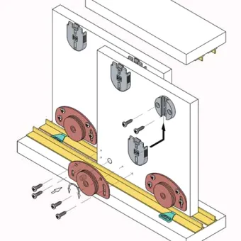 Sliding door system set for 25kg doors