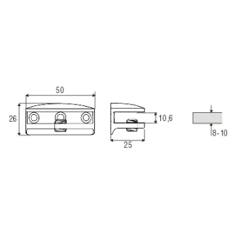 Shelf support 8-10mm matt chrome