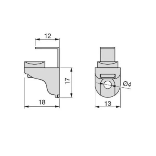 Glass shelf support, nickel