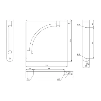 Shelf holder 222x222mm matt chrome