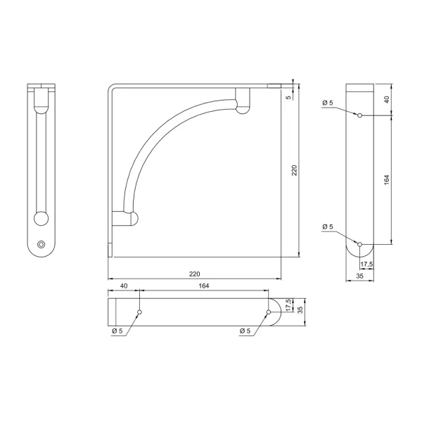 Shelf holder 222x222mm matt chrome