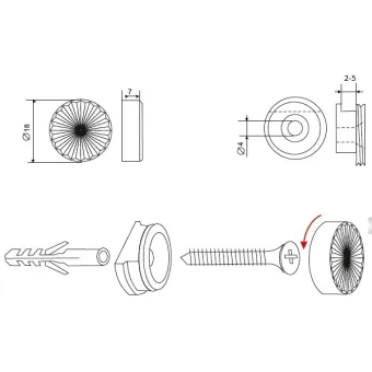 Laikiklis veidrodžiui Ø18mm, 2-5mm, chromas