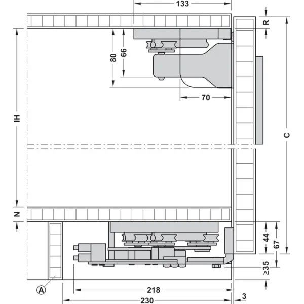 SDS Finetta F-Flush51 10A medinėms 2 durims P1371-1627mm,