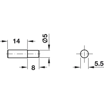 Shelf support, for inserting into drill hole Ø5mm, steel