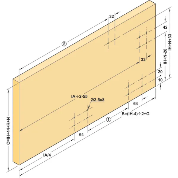 SDS Finetta F-Flush51 10A medinėms 2 durims P988-1115mm,