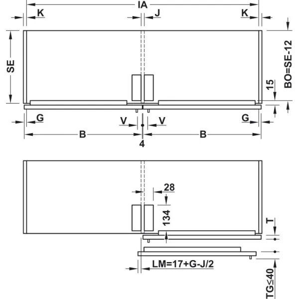 SDS Finetta F-Flush51 10A medinėms 2 durims P988-1115mm,