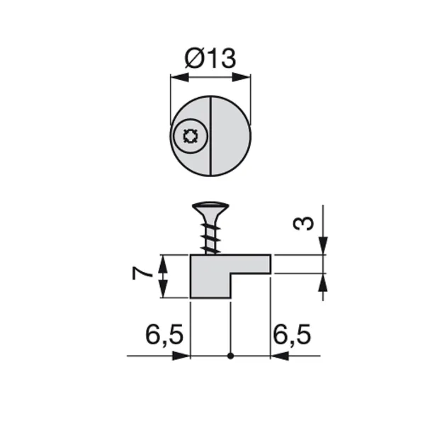 Mirror clip, round, Ø13mm, plastic