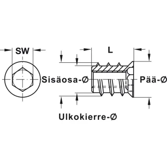 Įvorė įsukama M8 L13mm,