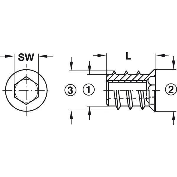 Screw-in sleeve, Steel, with rim