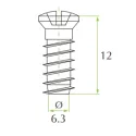 Eurovaržtas lankstui, Ø5mm skylei, 6,3x12mm, suapvalinta galvute