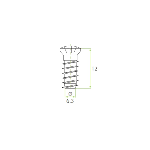 Eurovaržtas lankstui, Ø5mm skylei, 6,3x12mm, suapvalinta galvute