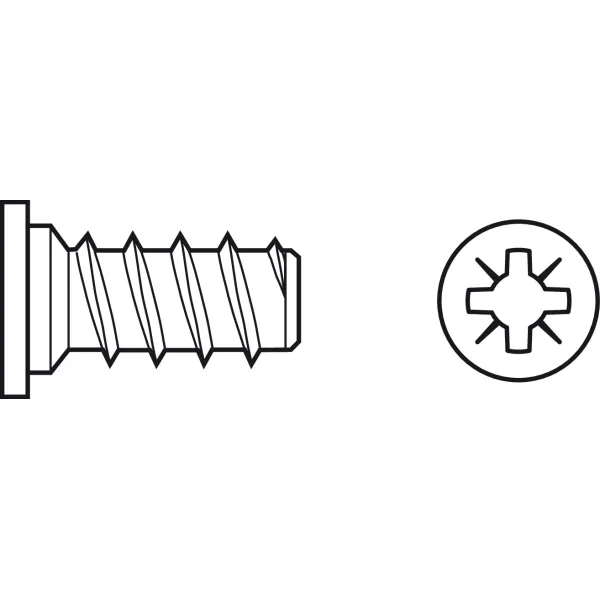 Euro screw Varianta, for Ø5mm drill holes, 6x10,5mm, cylindrical head, PZ, steel, fully threaded