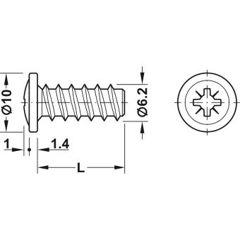 Euro screw Matrix, for Ø5mm drill holes, pan head, 6,2x13,5mm, PZ2, cinkas