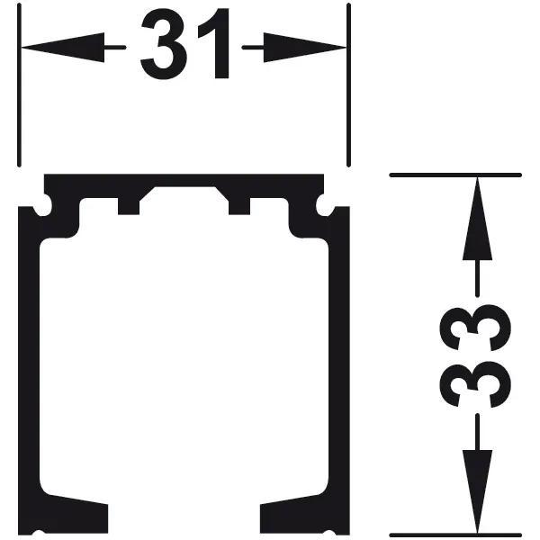 Profilis viršutinis Slido D-Line L6000mm, H33mm, aliuminis anoduotas