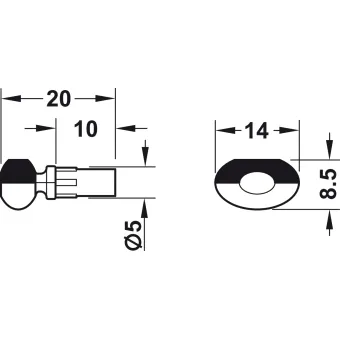Shelf support, for inserting into drill hole Ø5mm, zinc alloy with plastic support
