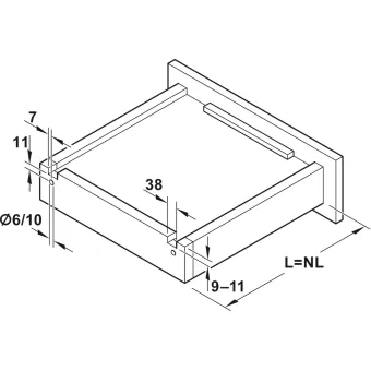 Concealed runner, Synchro full extension, load bearing capacity up to 30kg, steel, coupling install