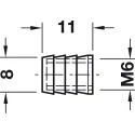 Įvorė su rutuliuku žalvarinė M6x12 HAFELE