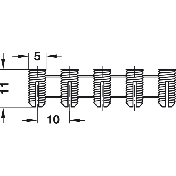 Įvorė išsipečianti (20vnt.), medvaržščiui M5x11mm, plastikas
