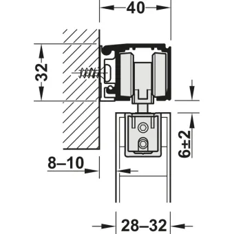 Sliding door fitting, Häfele Slido D-Line11 120I, set without running track