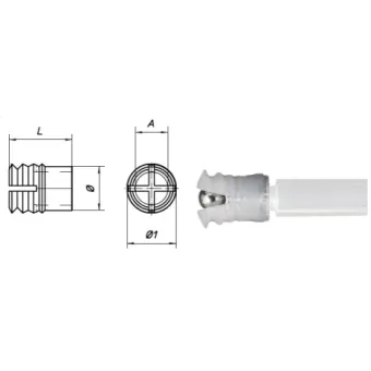 Įvorė išsipečianti su rutuliuku, M6 vidinis sriegis, 8x12mm, plastikas