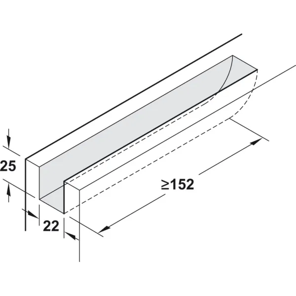 Sliding door fitting, Häfele Slido D-Line11 120I, set without running track