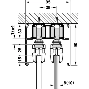 Sliding door fitting, Slido D-Line11 120L, set without running track