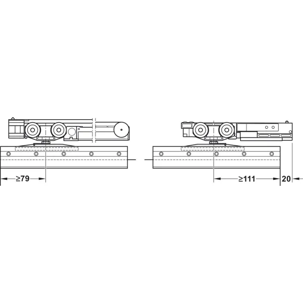 Sliding door fitting, Slido D-Line11 120L, set without running track