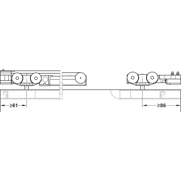 Sliding door fitting, Slido D-Line11 50I, set without running track