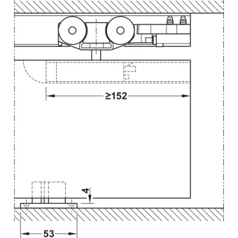 Sliding door fitting, Slido D-Line11 50I, set without running track