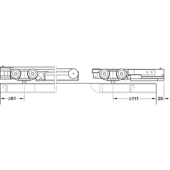 Sliding door fitting, Slido D-Line11 50I, set without running track