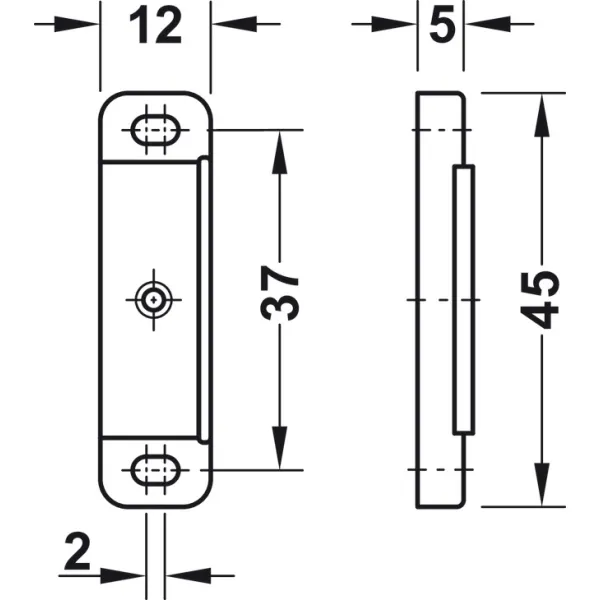 Magnetic catch, pull 4kg, for screw fixing, square