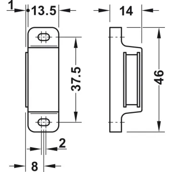 Magnetic catch, pull 4kg, for screw fixing, square