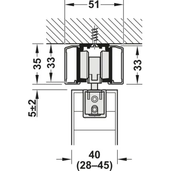 Sliding door fitting, Slido D-Line11 50I, set without running track