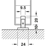 Sliding door fitting, Slido D-Line11 50I, set without running track